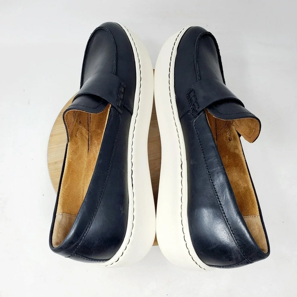 Born Shoes Womens 11 Marlie Black Leather Platform Slip On Dress Loafer
